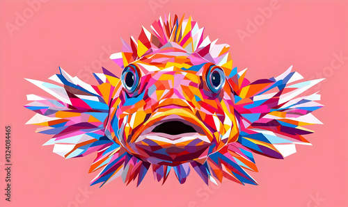Wallpaper Mural Colorful Geometric Fish Illustration with Vibrant Shades and Patterns Torontodigital.ca