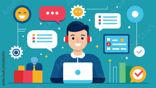 Machine learning algorithms can analyze customer feedback and sentiment to identify potential areas for improvement in customer service practices.. Vector illustration