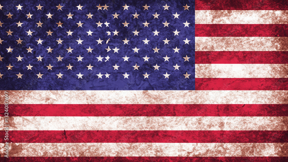 Naklejka premium 4TH of July Happy Independence Day. Waving flag of USA art illustration design