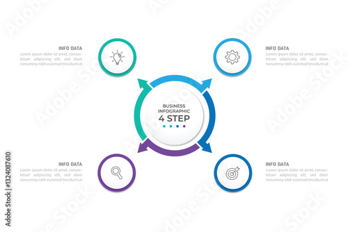 Vector infographic design template. Business concept with 4 options, parts, steps or processes. Can be used for workflow layout, diagram, number options, web design. Data visualization.