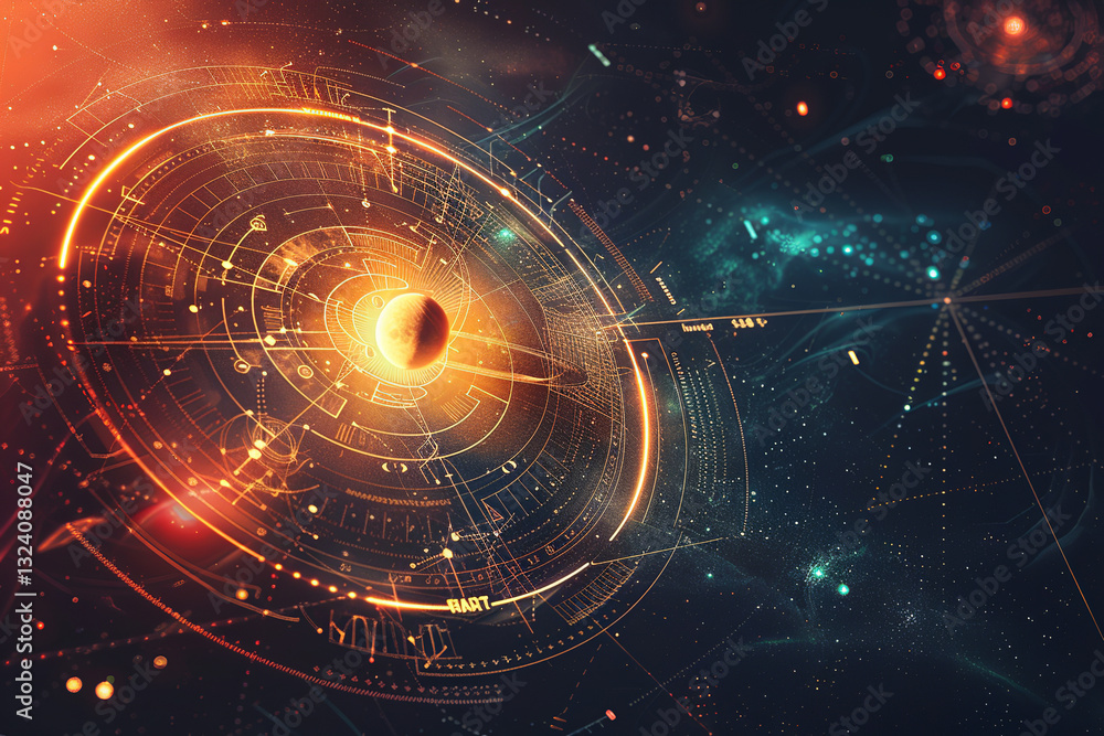 Obraz premium Abstract earth and astrology chart with cosmos and stardust, concept: astrology, universe, planet, cosmos