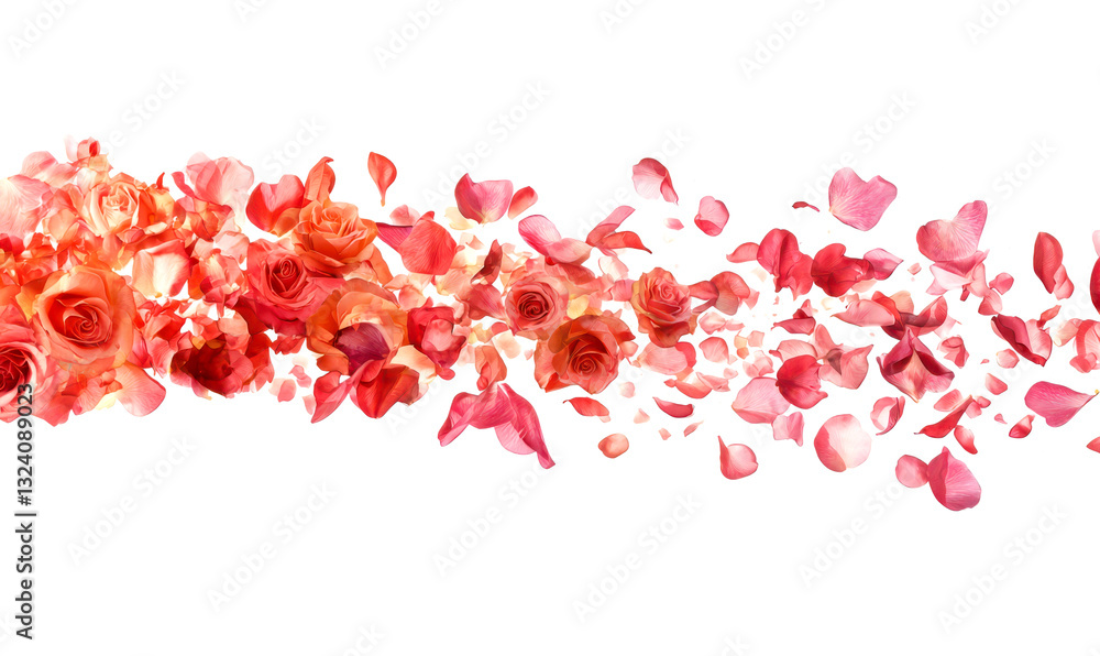 Vibrant Tornado of Blooming Roses and Petals in Motion Isolate on White Background Vibrant Tornado of Blooming Roses and Petals in Motion Isolate on White Background