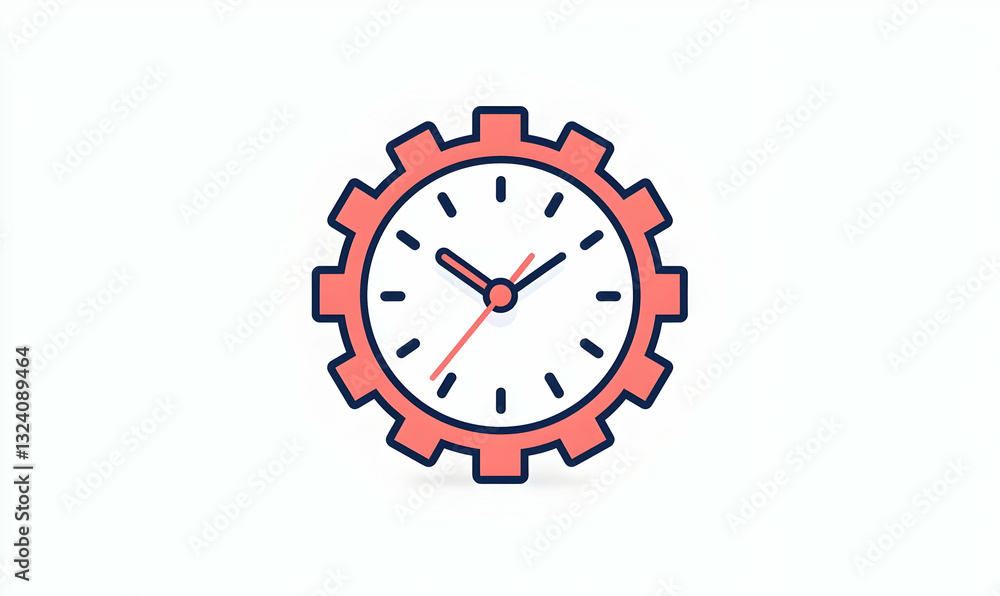 Clock Inside Gear Symbolizing Time Management and Productivity Concepts Clock Inside Gear Symbolizing Time Management and Productivity Concepts