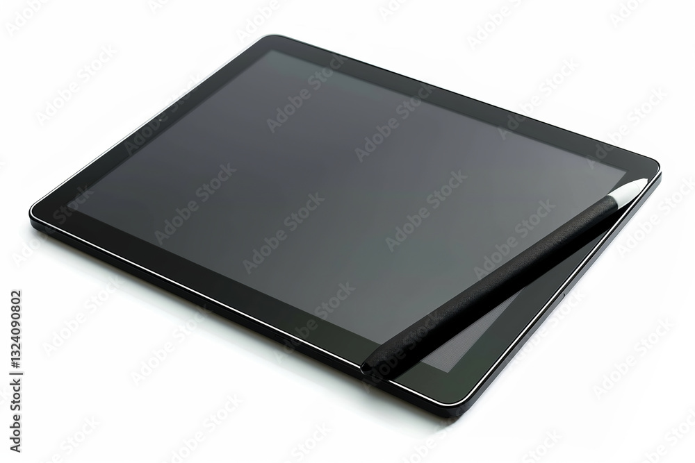 Graphic tablet with stylus pen on white background representing digital art design and creative technology, concept: tablet, stylus,design, technology Graphic tablet with stylus pen on white background representing digital art design and creative technology, concept: tablet, stylus,design, technology