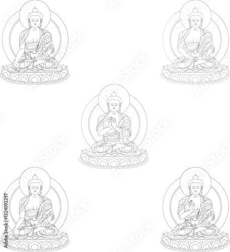 The five Dhyani Buddhas are Vairochana, Akshobhya, Ratnasambhava, Amitabha, and Amoghasiddhi.