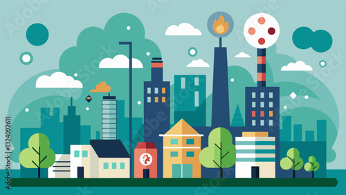 In response to increasing concerns about air pollution a city enforces strict air quality standards and utilizes datadriven monitoring to ensure compliance.. Vector illustration