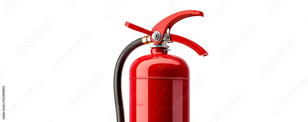 Fototapeta premium Close up of a red fire extinguisher, concept: safety, fire, emergency, equipment, protection, rescue, danger,