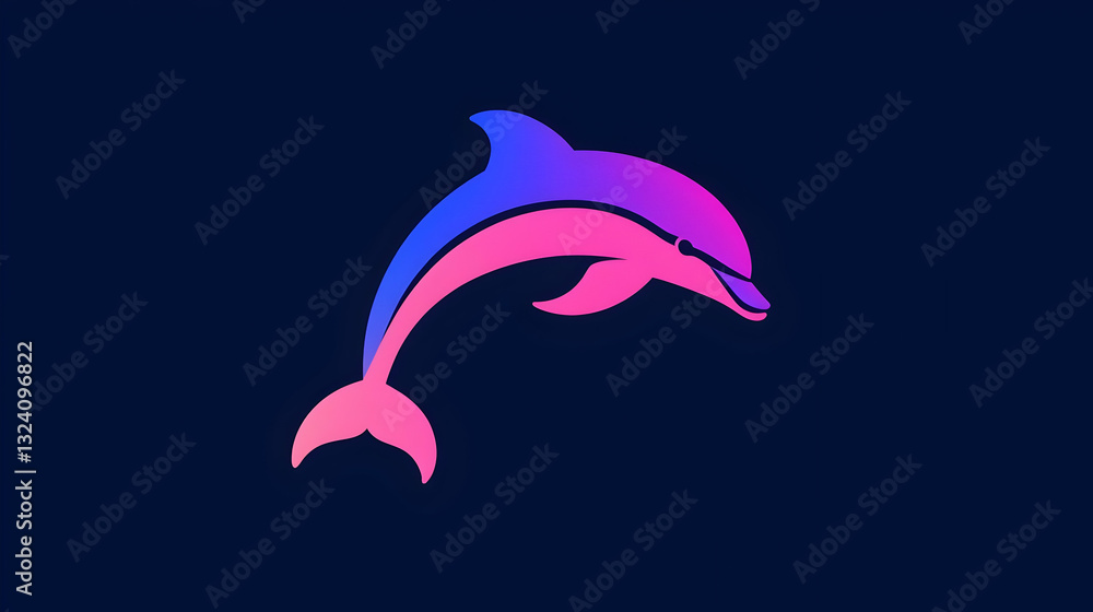 Naklejka premium Vibrant Dolphin Illustration with Bright Color Gradient Design