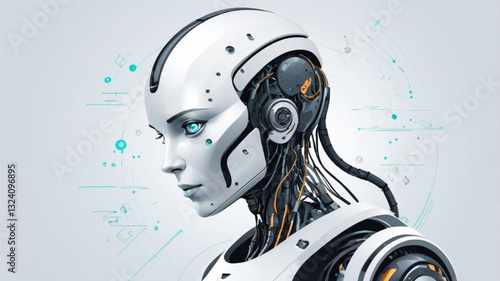 Futuristic AI Robot with Cybernetic Enhancements