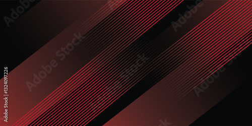Red and black vector 3d futuristic tech glow and shinning line simple modern abstract banner. Vector