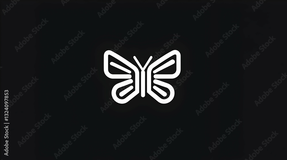 Minimalist Butterfly Logo Design on Black Background Minimalist Butterfly Logo Design on Black Background