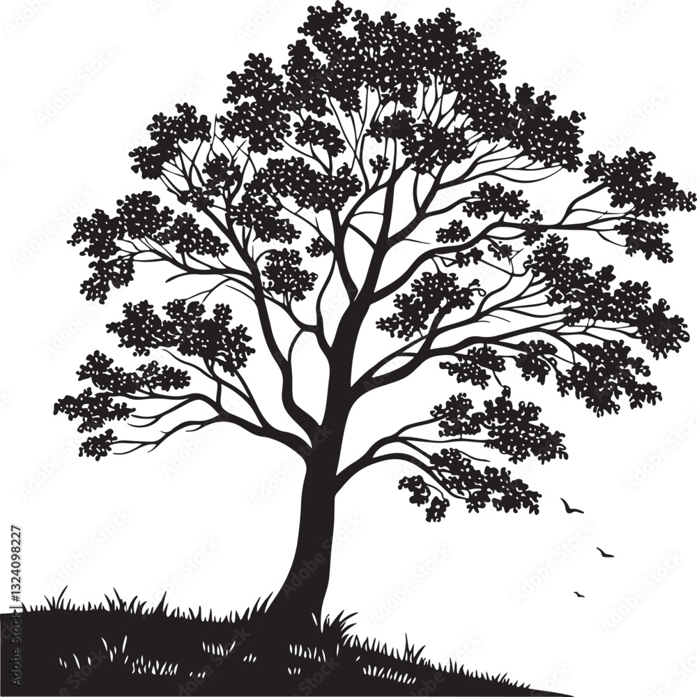 Obraz premium Maple tree silhouette vector illustration