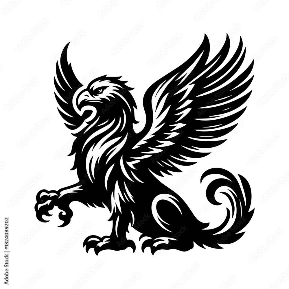 Obraz premium griffin engrave logo icon design illustration