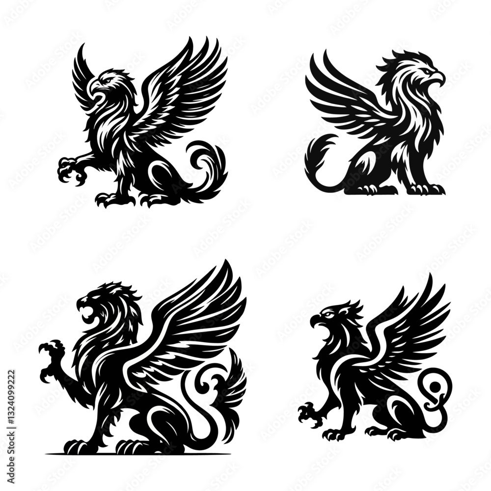 griffin engrave logo icon design illustration griffin engrave logo icon design illustration