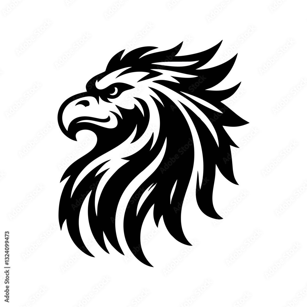 Fototapeta premium griffin engrave logo icon design illustration