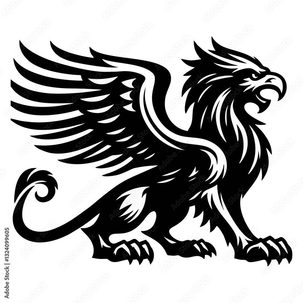Fototapeta premium griffin engrave logo icon design illustration