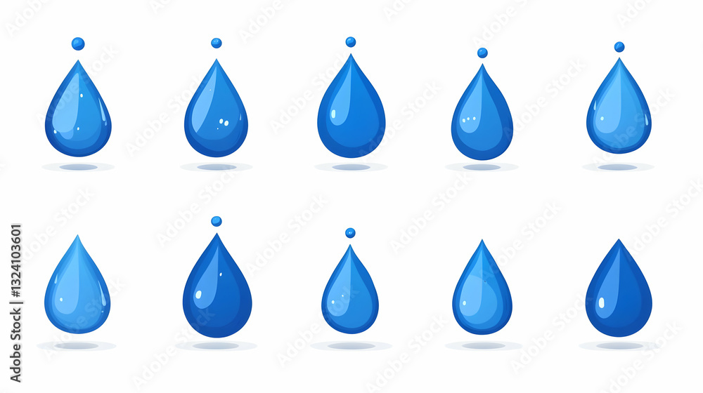 Colorful Water Droplets Collection in Various Shapes and Sizes Colorful Water Droplets Collection in Various Shapes and Sizes
