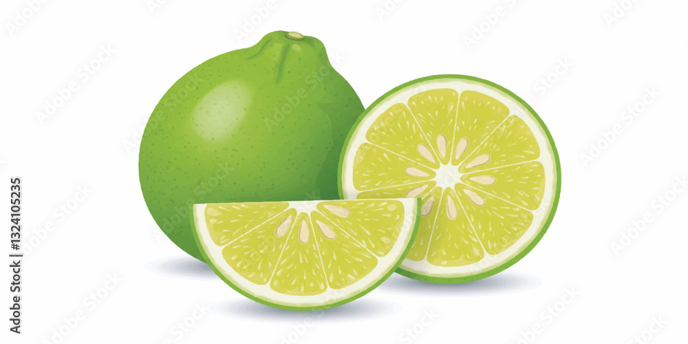 Fresh Mosambi (Sweet Lime) Vector Illustration – Whole & Sliced Fresh Mosambi (Sweet Lime) Vector Illustration – Whole & Sliced