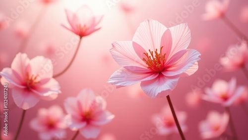 Pink petals created with generative tools. photo