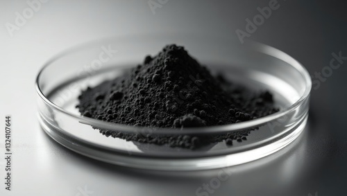 Petri dish filled with graphene powder, a material that is lightweight, electrically conductive, rigid, and waterproof.
