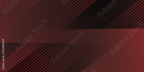 Red and black vector 3d futuristic tech glow and shinning line simple modern abstract banner. Vector