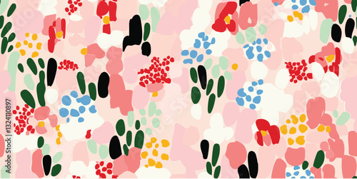 cute modern pink texture seamless floral pattern,Seamless vector floral pattern, seamless flowers pattern , floral pattern, flowers pattern For summer print dress, flowers print.	