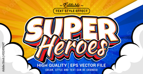 Editable text style effect - Super heroes text style theme. Vector text style illustration template.