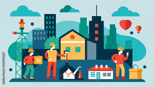 In the aftermath of a major earthquake data on building structures and infrastructure is collected and analyzed to guide rescue and recovery operations.. Vector illustration