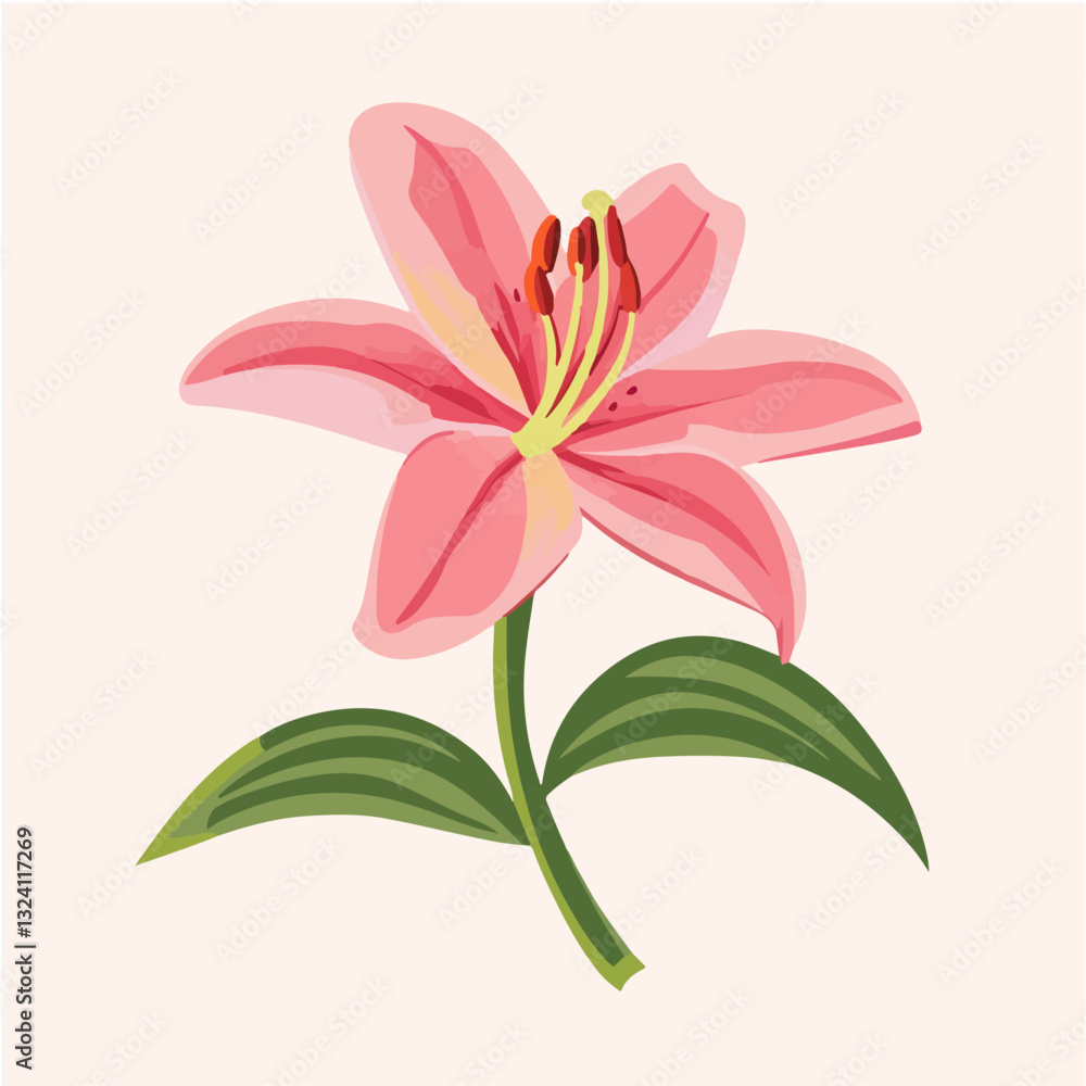 My Simple flat 2D icon pink lily branch isolated on a white background, vector, flat design, animation design, simple flat 2D icon, minimalist design, clipart My Simple flat 2D icon pink lily branch isolated on a white background, vector, flat design, animation design, simple flat 2D icon, minimalist design, clipart