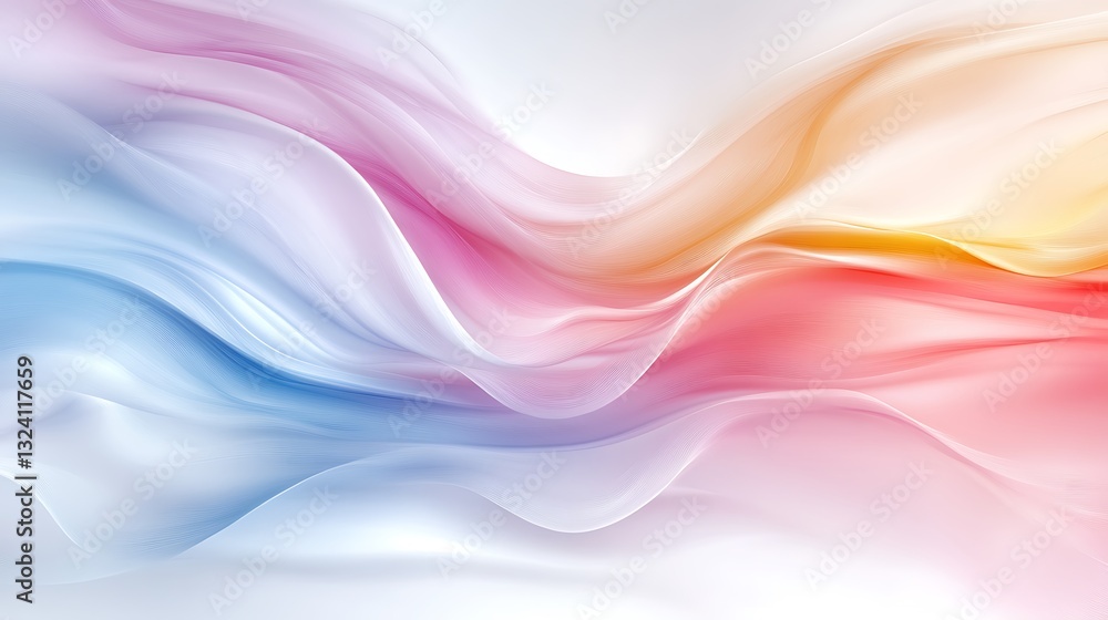 Subtle iridescent waves of color flow across a luminous background Subtle iridescent waves of color flow across a luminous background