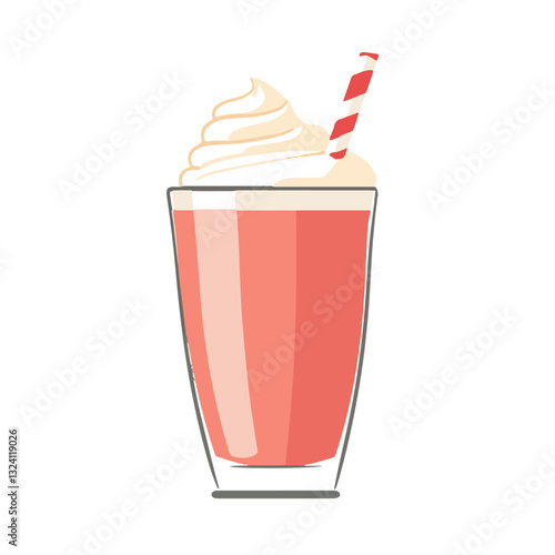 A Simple flat 2D icon milkshake isolated on a white background, vector, flat design, animation design, simple flat 2D icon, minimalist design, clipart