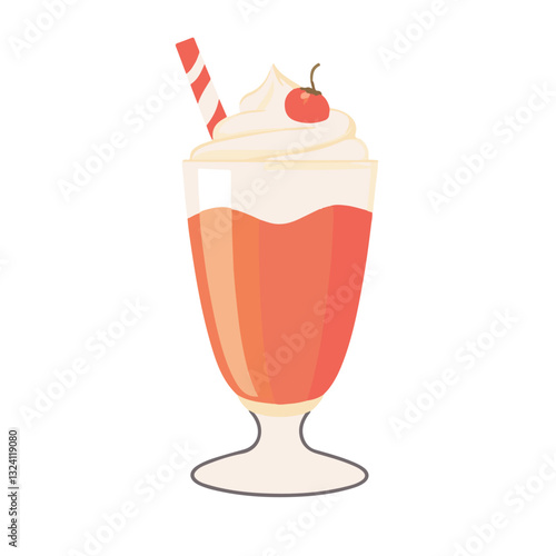A Simple flat 2D icon milkshake isolated on a white background, vector, flat design, animation design, simple flat 2D icon, minimalist design, clipart