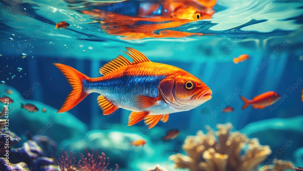 Naklejka premium Image of a fish swimming under the sea