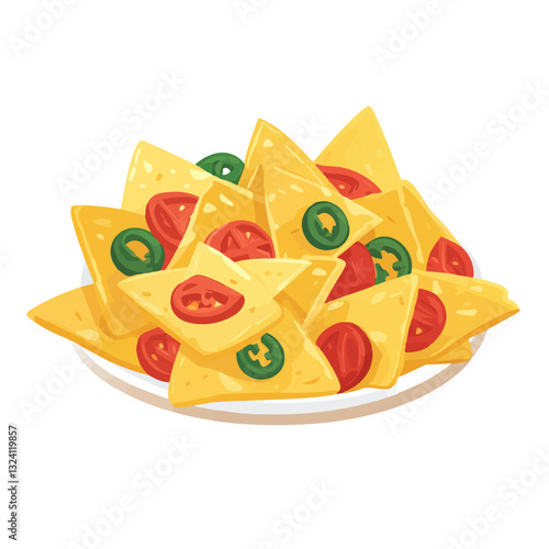 My Simple flat 2D icon nachos isolated on a white background, vector, flat design, animation design, simple flat 2D icon, minimalist design, clipart