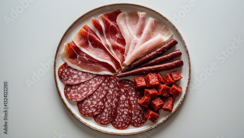 Wallpaper Mural Overhead perspective of cured smoked meat platter as a food backdrop. Torontodigital.ca