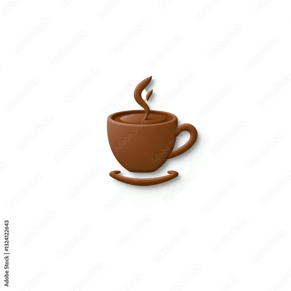Obraz premium small brown espresso cup filled with rich coffee and delicate steam rising in a swirling motion, high quality png isolated on transparent background
