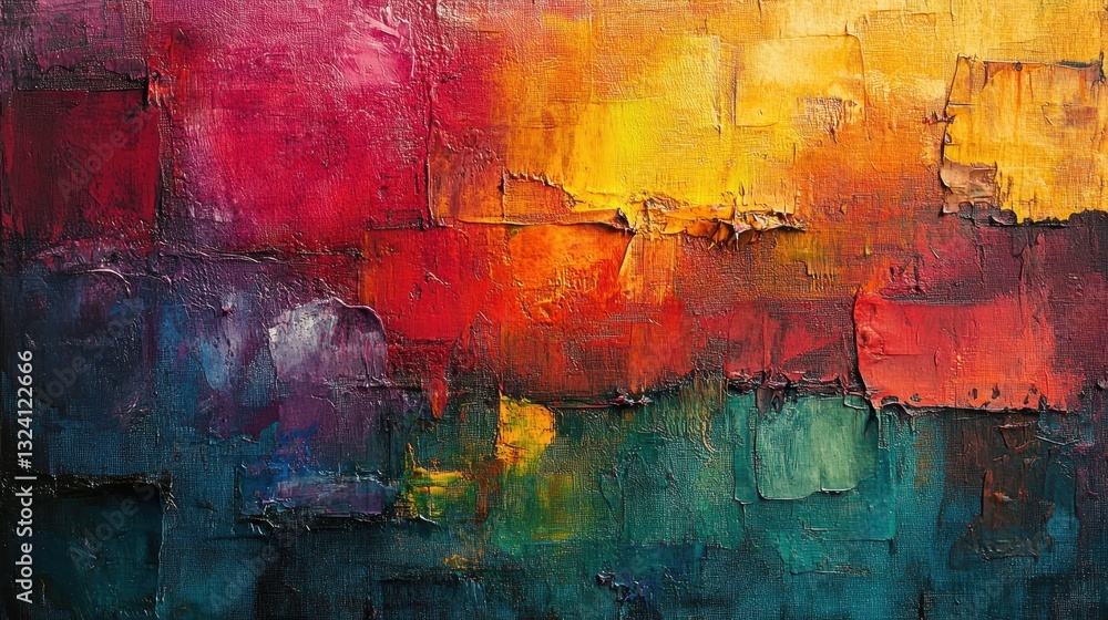 Obraz premium A vibrant palette of acrylics and oils rested on an aged canvas, a testament to the artist s creative journey. The textured surface of the canvas provided a dynamic backdrop for the colors, inviting