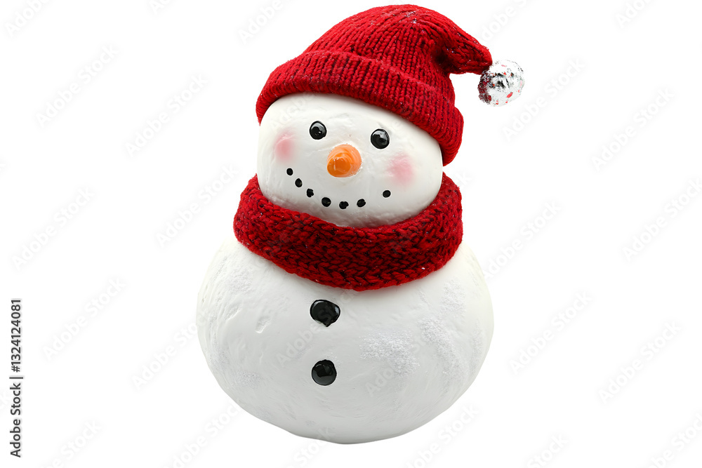 Snowman with red hat isolated on transparent background. Snowman with red hat isolated on transparent background.