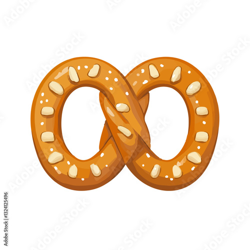Very Simple flat 2D icon pretzel isolated on a white background, vector, flat design, animation design, simple flat 2D icon, minimalist design, clipart	