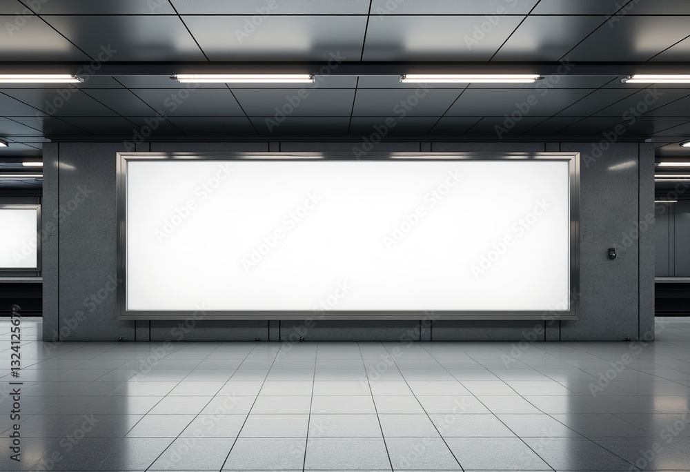 Public Place Poster Mockup: Blank Horizontal Billboard at Subway Station, Realistic 3D Rendering for Advertising Design Showcase.
Public Place Poster Mockup: Blank Horizontal Billboard at Subway Station, Realistic 3D Rendering for Advertising Design Showcase.