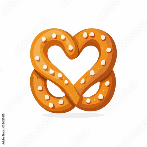 Very Simple flat 2D icon pretzel isolated on a white background, vector, flat design, animation design, simple flat 2D icon, minimalist design, clipart	