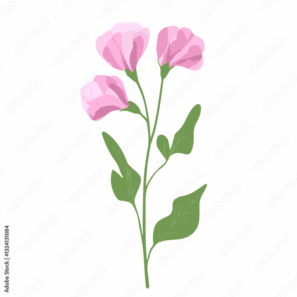 A Simple flat 2D icon pink sweet pea isolated on a white background, vector, flat design, animation design, simple flat 2D icon, minimalist design, clipart A Simple flat 2D icon pink sweet pea isolated on a white background, vector, flat design, animation design, simple flat 2D icon, minimalist design, clipart