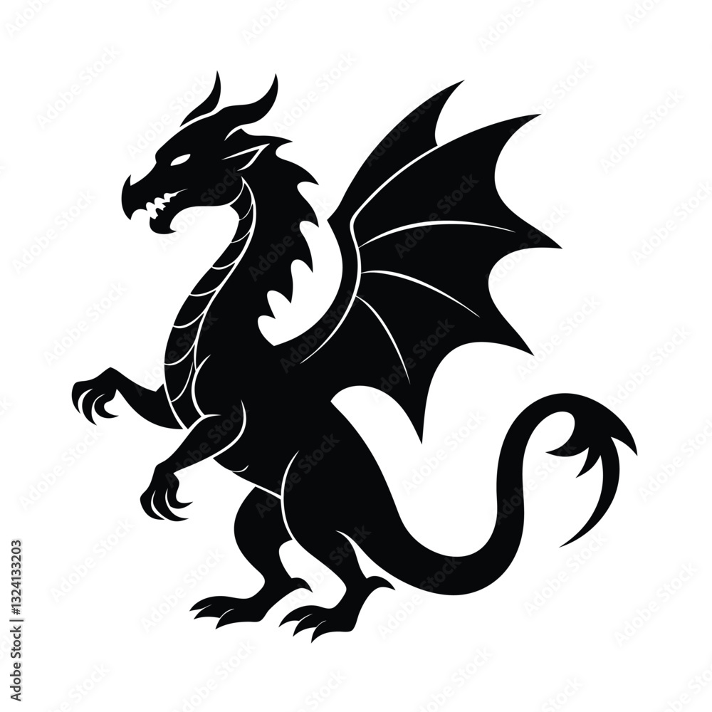 Dragon Silhouette Vector.
Dragon Silhouette Vector.