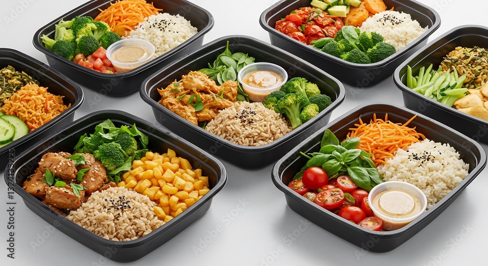 Healthy Meal Prep Bowls Vibrant Colors. AI Generated Healthy Meal Prep Bowls Vibrant Colors. AI Generated