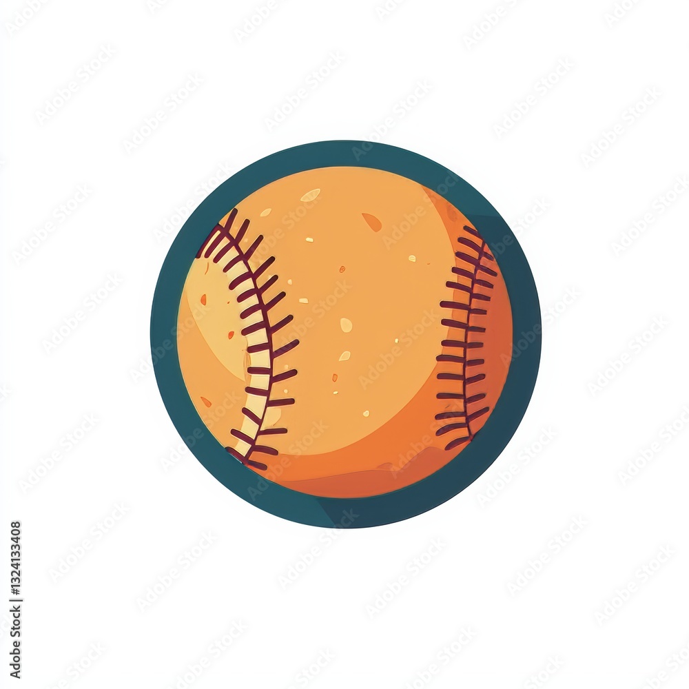 Circular Illustration of a Classic Baseball with Detailed Stitching Circular Illustration of a Classic Baseball with Detailed Stitching