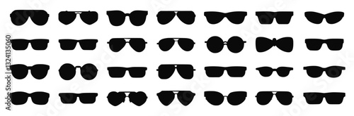 Optical Eyewear Icon Set — Retro and Modern Glasses Silhouettes for Vision, Fashion, and Medical-Themed Vector Designs