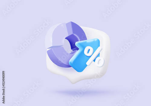 Leadership for successful new idea. Excellent business graph on background. under creative solution concept in 3D vector render on white background. 3d goal for business, bank, finance, investment