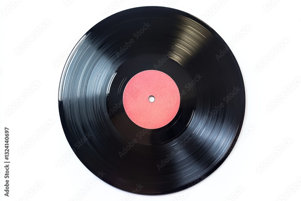 Obraz premium Vinyl record resting on a flat surface, capturing the essence of classic music nostalgia isolated on transparent background