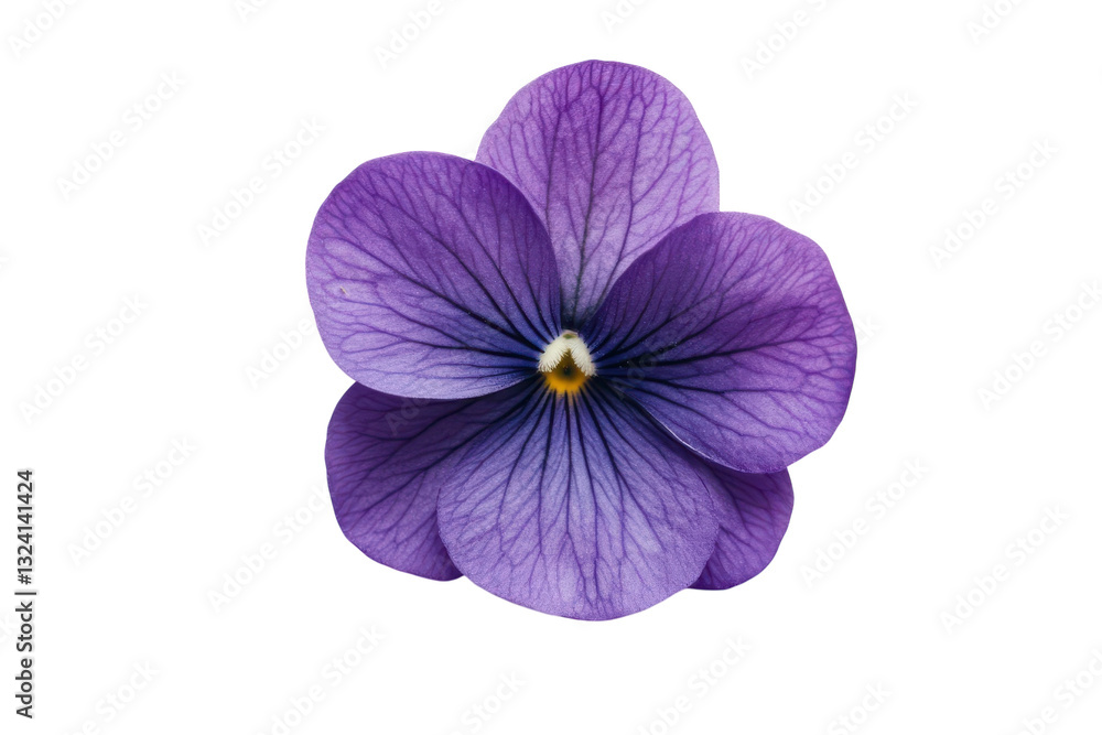 Elegant purple violet flower in full bloom showcasing intricate petal patterns and vibrant colors isolated on transparent background