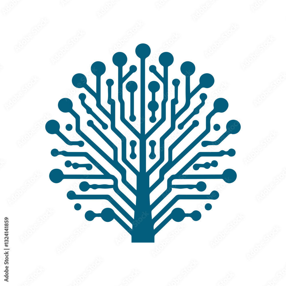 Fototapeta premium abstract Circuit Board Tree. for education learning and technology business company logo.